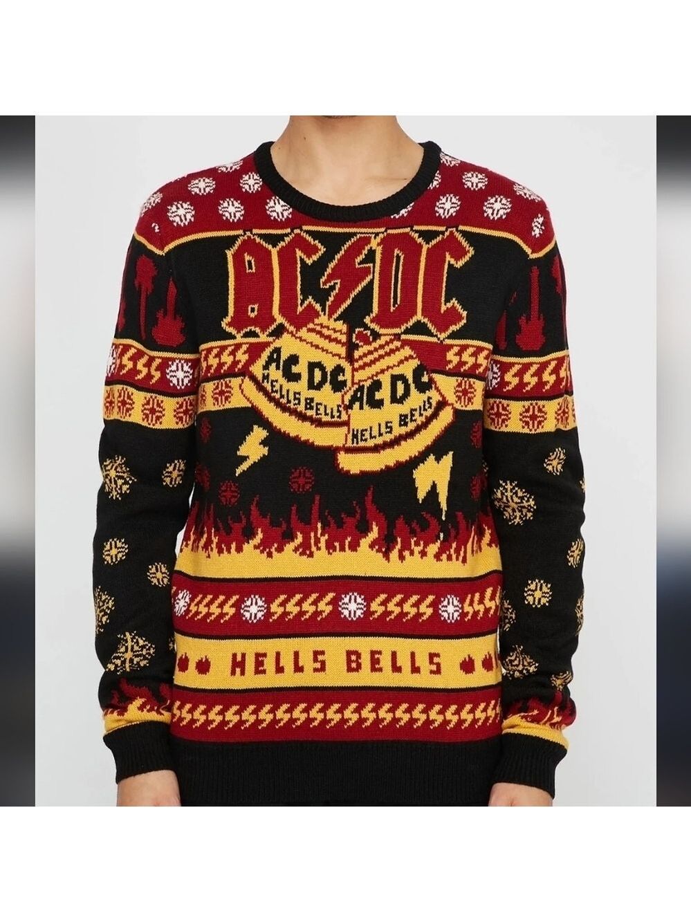 AC/DC Heavy Metal Black and Red Knit Sweater